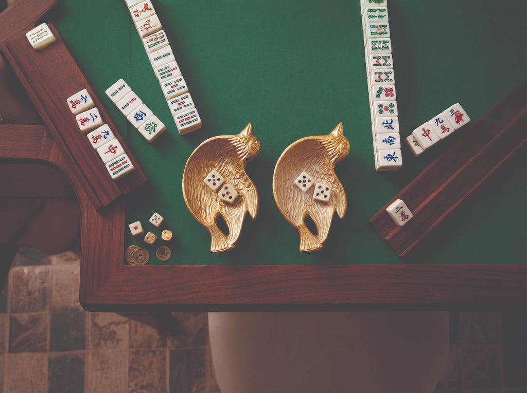 Gold Bird Mahjong Dice & Trinket Dish