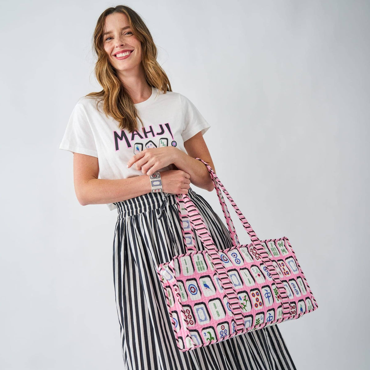Kaya Mahjong Zippered Game Bag - Pink