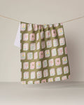 Flower Tiles Tea Towel: Green