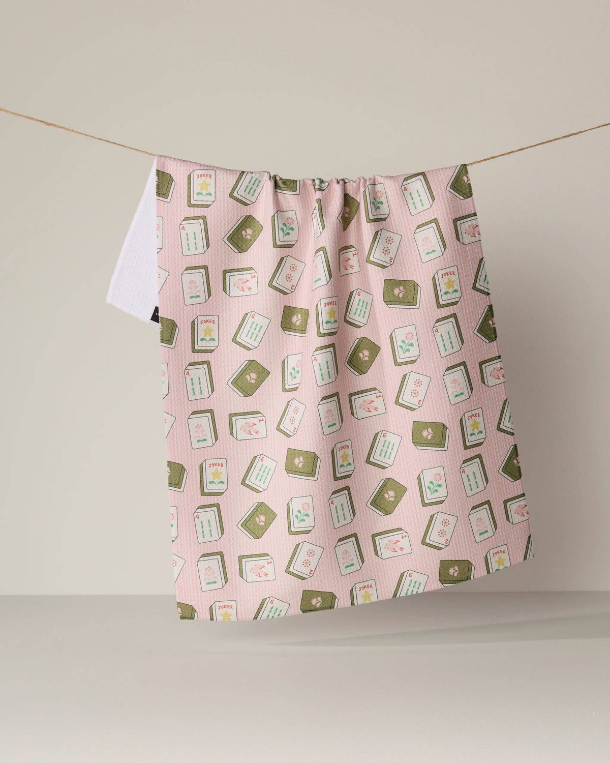Flower Tiles Tea Towel - Pink