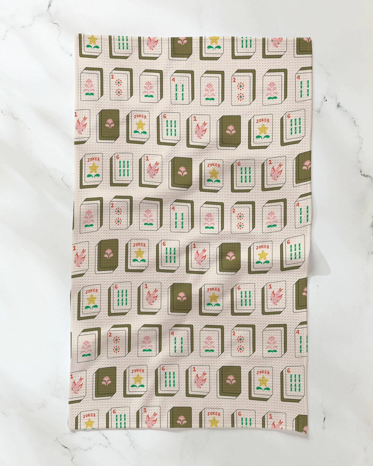 Flower Tiles Tea Towel - Pink