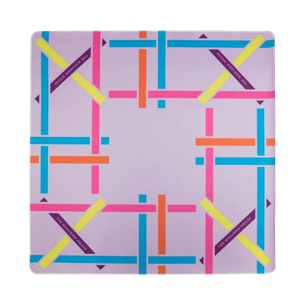 Electric Blue Trellis Double-Sided Travel Mahjong Mat