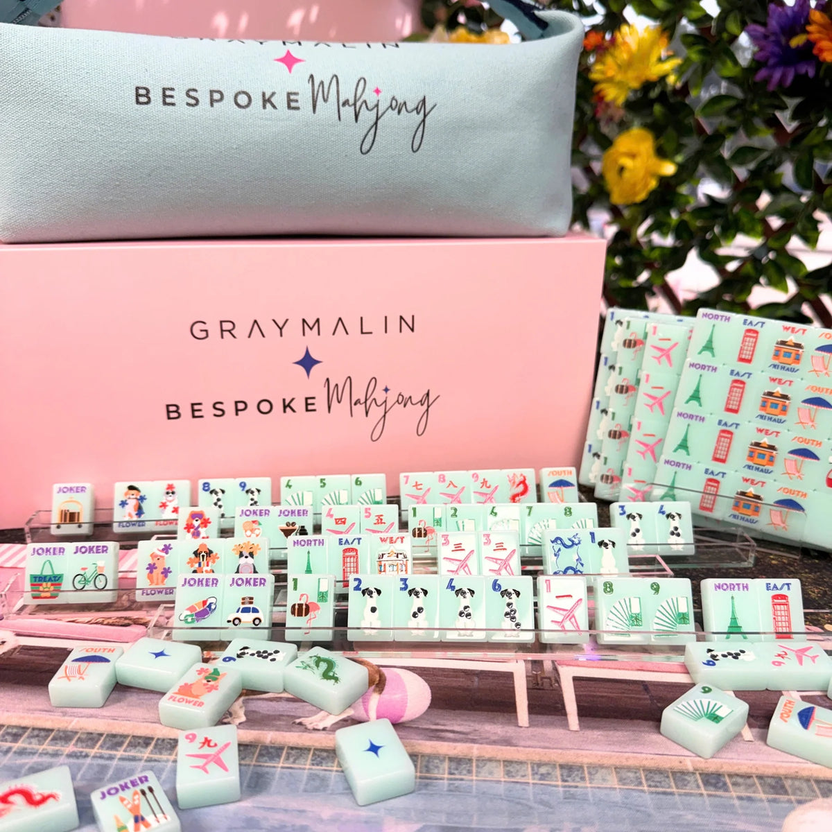Bespoke x Gray Malin Getaway Dogs Travel Mahjong Kit