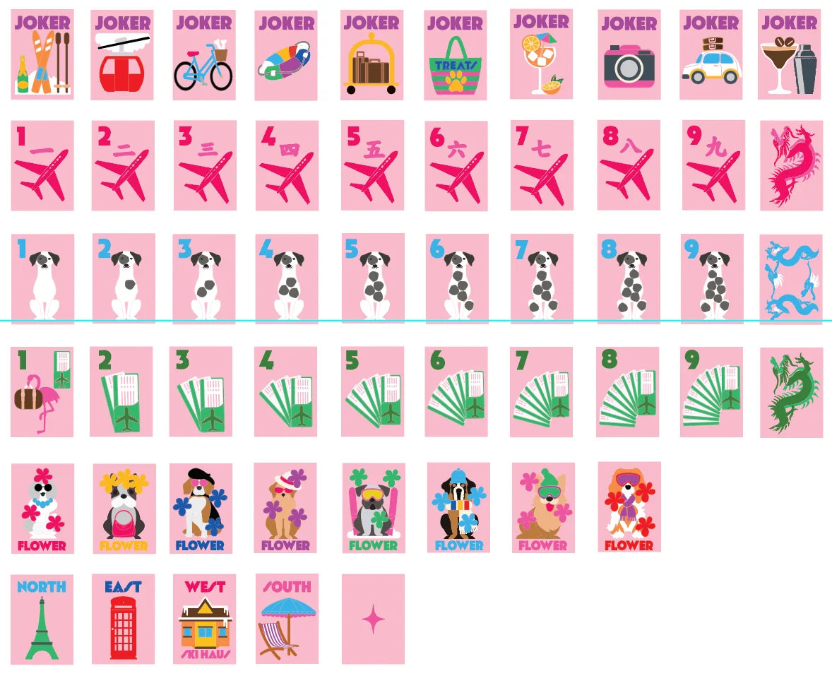 Bespoke x Gray Malin Getaway Dogs Mahjong Tiles – Beverly Hills Pink