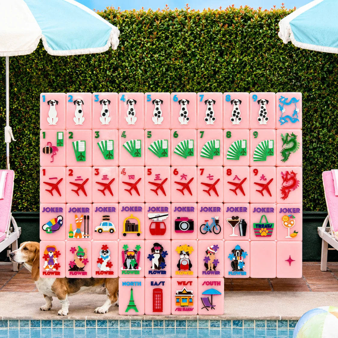 Bespoke x Gray Malin Getaway Dogs Mahjong Tiles – Beverly Hills Pink