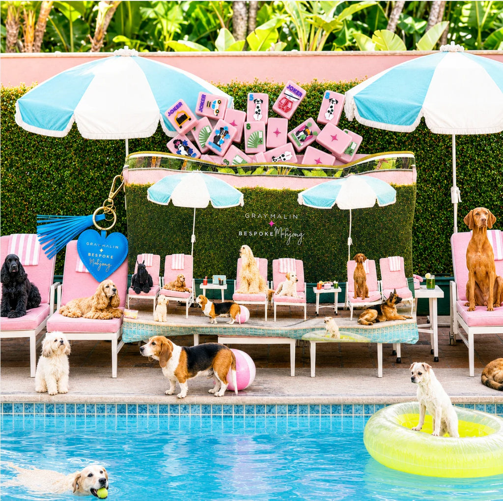 Bespoke x Gray Malin Getaway Dogs Mahjong Tiles – Beverly Hills Pink