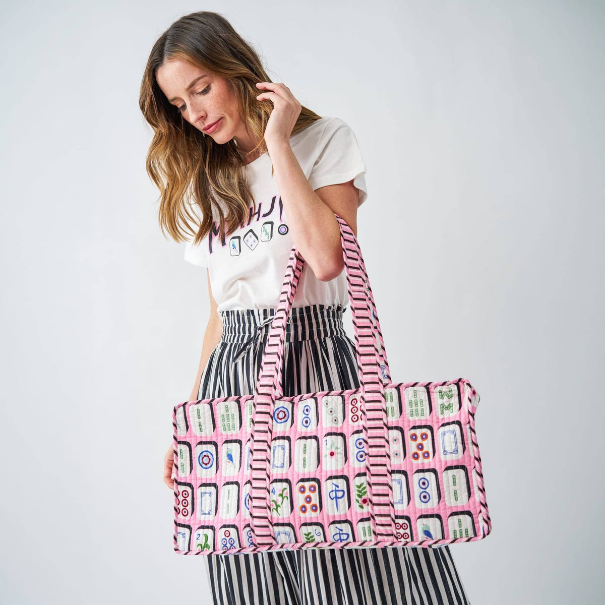 Kaya Mahjong Zippered Game Bag - Pink
