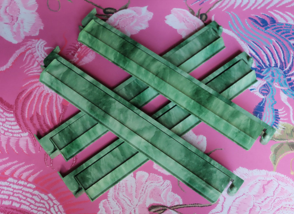 Green Marble Acrylic Racks & Pushers - Set of 4