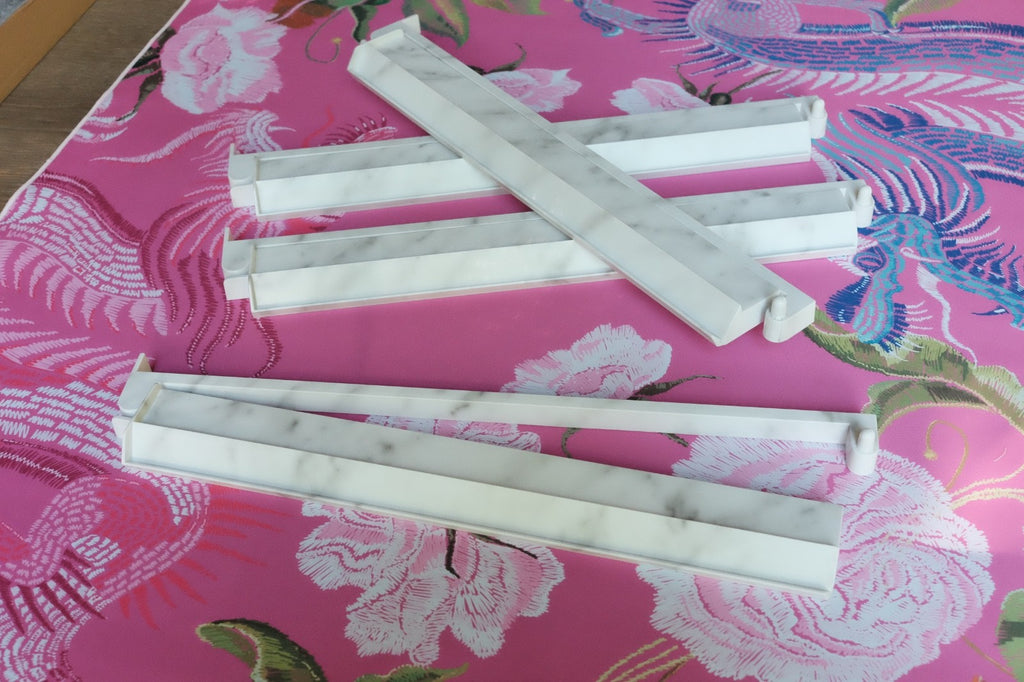 White Marble Acrylic Mahjong Racks & Pushers - Set of 4
